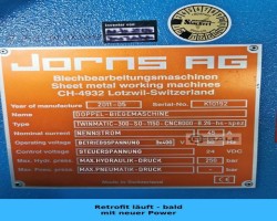 Maschine: JORNS TwinMatic-300-SO-1150-CNC8000 Schwenkbiegemaschinen