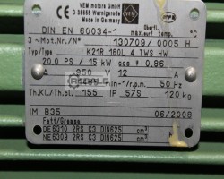 Maschine: VEM K21R K21R 160L 4 TWS HW Industriemotor Elektromotor 15kW