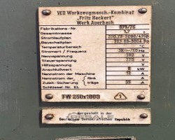 Maschine: WMW FW 250 x 1000 Universalfräsmaschinen