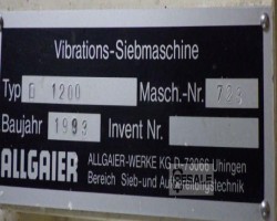 Maschine: ALLGAIER D1200 Siebe