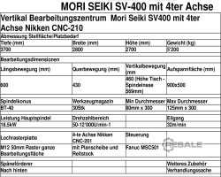 Maschine: MORI SEIKI SV 400 Vertikalfräsmaschinen