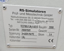 Maschine: RS-SIMULATOREN TEE160/LN2 40S Temperierkammer für AllroundLine -40°C/+160°C