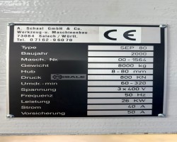 Maschine: SCHAAL SEP 80 SWV 3 Schnelläuferpressen