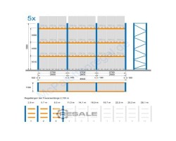 Maschine: NEDCON  Palettenregale 5,5 m, 20 Rahmen, 90 Traversen 3t