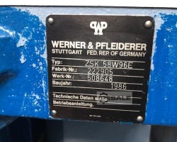 Maschine: COPERION WERNER+PFLEIDERE ZSK 58 W 96 E Doppelschneckenextruder